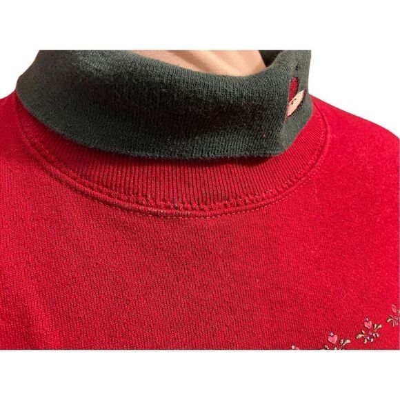 Gopher Sport Vintage 80’s/90’s Country Farm Style Red With Green Turtleneck Pull - Picture 8 of 12